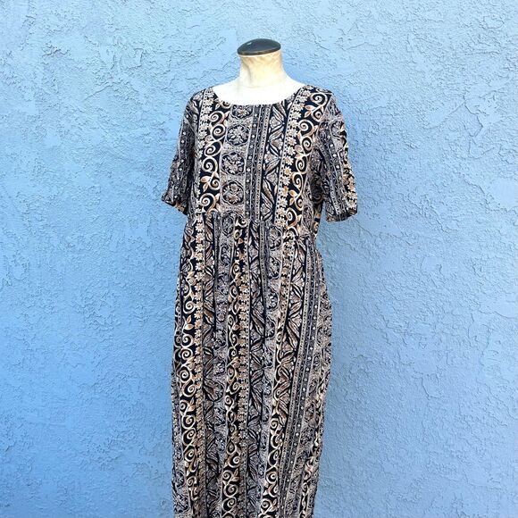 90s Dress in Womens Medium Bohemian Babydoll Midi - Picture 6 of 8